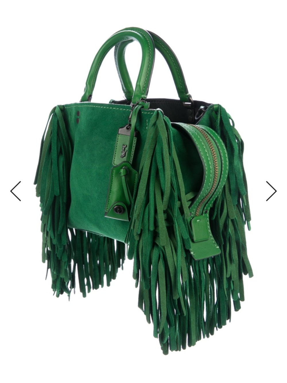 Coach Green Suede Fringe Rouge 25 EXTREMELY RARE!!! NWT! - Picture 4 of 15